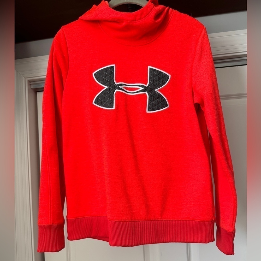 Under Armour Size Small Cowl Neck Sweatshirt Neon Orange